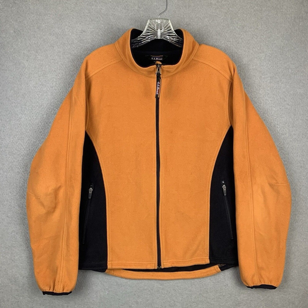Vintage L.L. Bean Fleece Polartec Jacket Full Zip Orange Womens XL Made‎ in USA